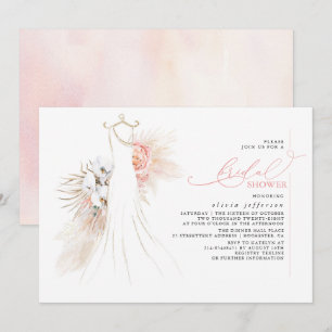 Pampas Grass Wedding Gown Pink Brautparty Einladung