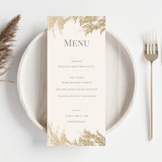 Pampas Grass Wedding Menu Card Menükarte