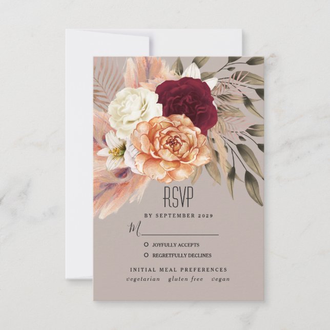 Pampas Grass Wedding Response Card RSVP Karte (Vorderseite)