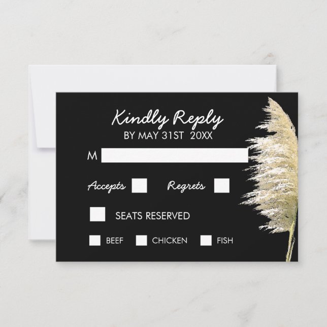 Pampas Grass Wedding RSVP Karte (Vorderseite)
