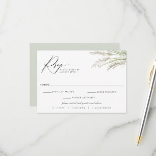 Pampas Grass Wedding RSVP Meal Choice am Strand Karte