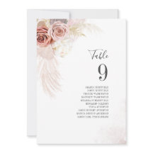 Pampas Grass Wedding Tischnummer Card