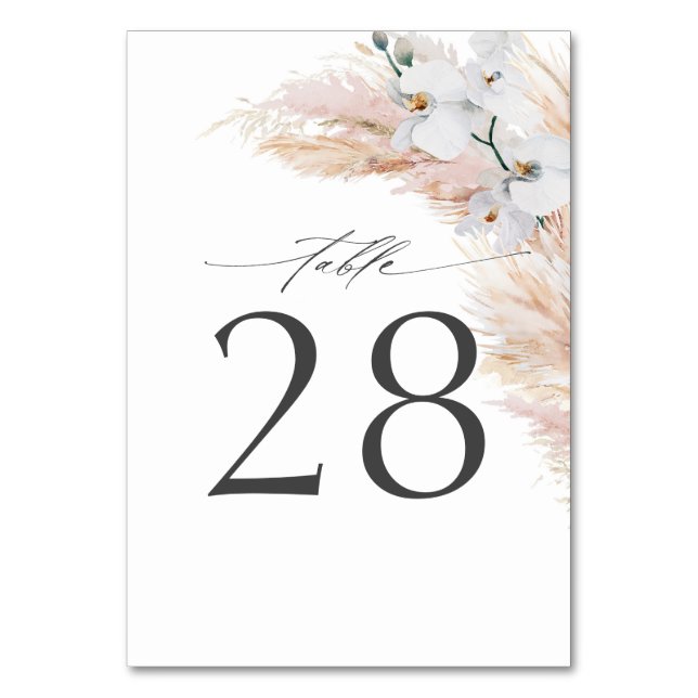 Pampas Grass Wedding Tischnummer Cards (Vorderseite)
