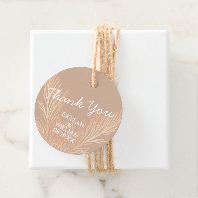 Pampas Grass Wedding Trendy Boho Vielen Dank Geschenkanhänger (Beispiel)