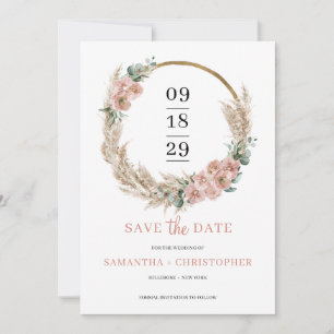 Pampas Grass Wreath Blush Rosen Orchid Eukalyptus  Save The Date