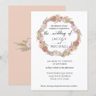 Pampas Grass Wreath Boho Tropical Earthy Floral Einladung