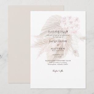 Pampas Mute Pink Blumenbride Eltern Hochzeit Einladung
