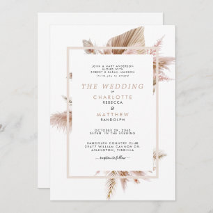 Pampas NeutralBeide Sets Eltern Hochzeitsfeier Einladung