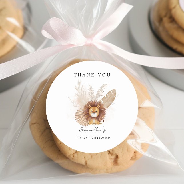 Pampas niedlich Lion Babyduschaufkleber Runder Aufkleber (Von Creator hochgeladen)