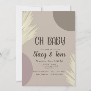 Pampas Organische Formen Boho Baby-Party Einladung