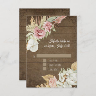 Pampas Palm Rose Wreath Rustic Foliage UAWG RSVP Karte