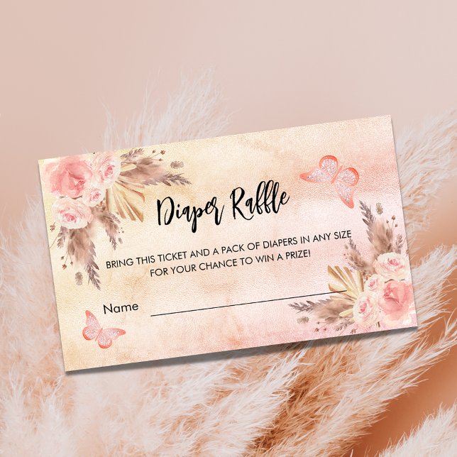 Pampas Schmetterling Baby Dusche Windel Gewinnspie Begleitkarte (Von Creator hochgeladen)