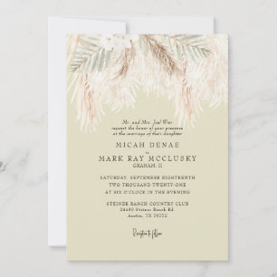 Pampas Soft Yellow Simple Wedding Einladung