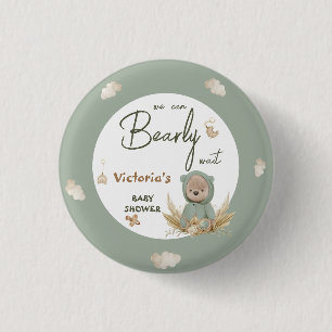 Pampas Teddybär Grün Baby Shower Geschenk Button