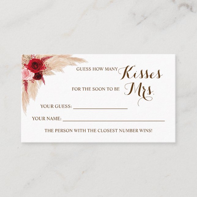 Pampas Wie viele Küsse für Mrs. Shower Spielkarte Platzkarte (Vorderseite)