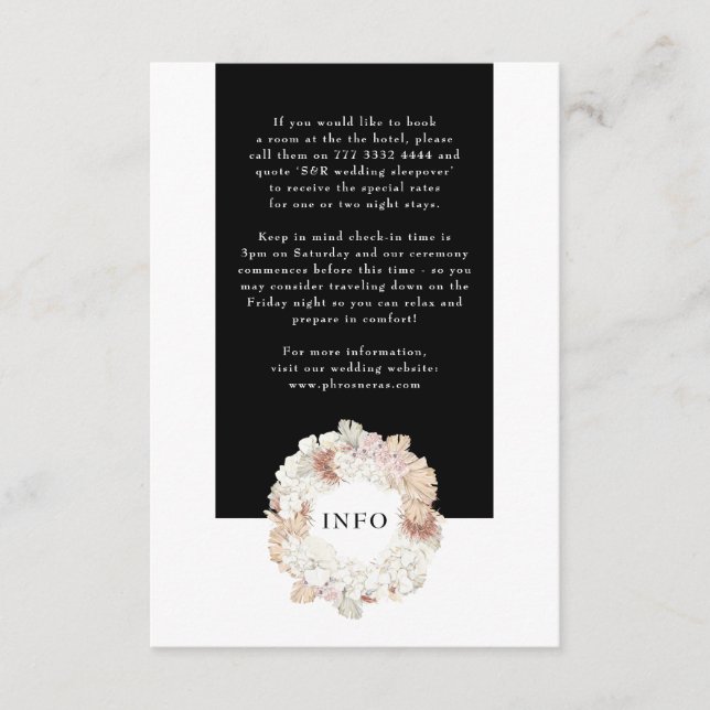 Pampas Wreath Modern White Elegante Monogram Simpl Begleitkarte (Vorderseite)