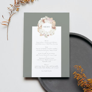 Pampas Wreath Moss Sage Green Monogram Menükarte
