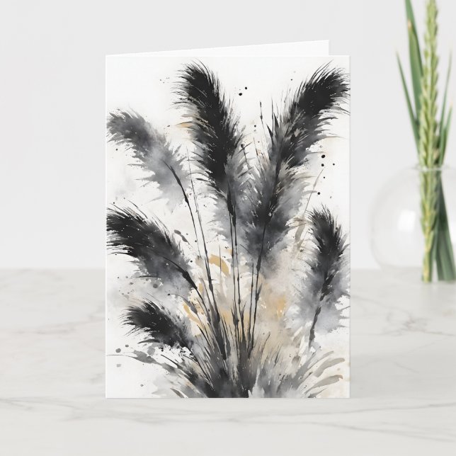 Pampasgras - Aquarellblumen Karte (Vorderseite)