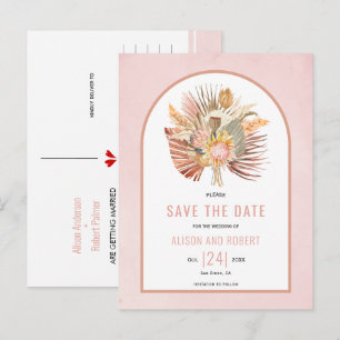 Pampasgras, Blätter aus Palmen Save the Date weich Postkarte