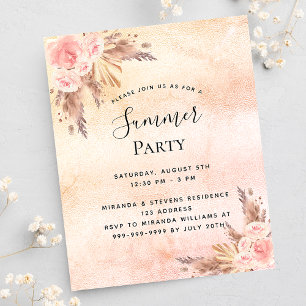 Pampasgras Blumen Sommerparty Budget Einladung Flyer
