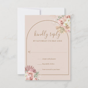 Pampasgras-Blumenbogen Monogramm RSVP-Karte RSVP Karte