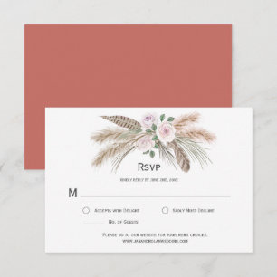 Pampasgras Boho Federn Terrakotta Rosa Floral RSVP Karte