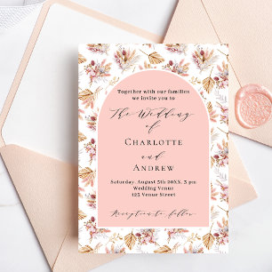 Pampasgras floral rose gold Boho Luxus Hochzeit Einladung