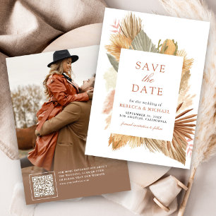 Pampasgras getrocknete Palmwedel Hochzeitsfoto Save The Date