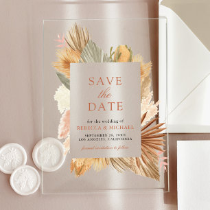 Pampasgras Palmenblätter Hochzeit Save the Date Acryleinladungen