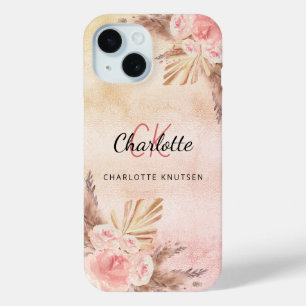 Pampasgras Rosa Flora Monogramm Case-Mate iPhone Hülle