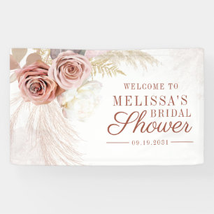 Pampasgras-Tan-Script-Brautparty-Willkommen Banner