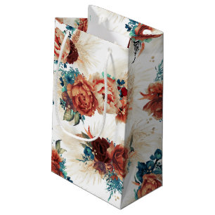 Pampasgras Teal Blau Terrakotta Floral Elegant Kleine Geschenktüte