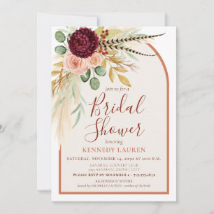 Pampasgras Terrakotta Floral Boho Brautparty Einladung