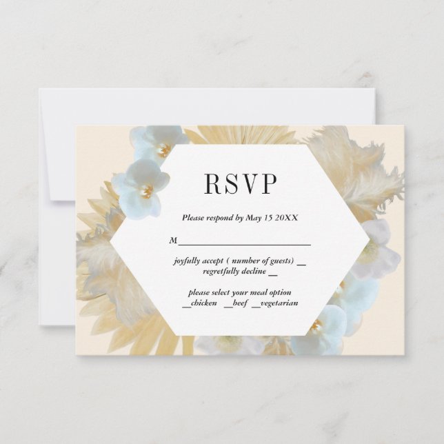 Pampasgras und Orchideen Hochzeit RSVP-Karte RSVP Karte (Vorderseite)