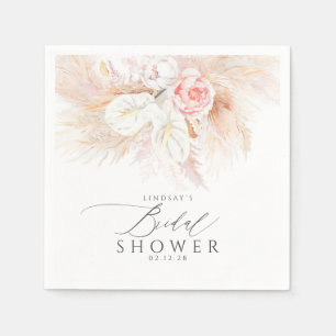 Pampasgras und rosa Blumen Brausebad Serviette