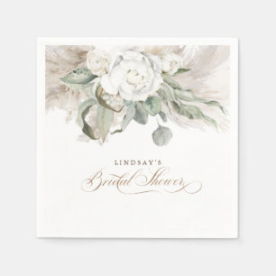 Pampasgras und weiße Blumen Brause Shower Serviette