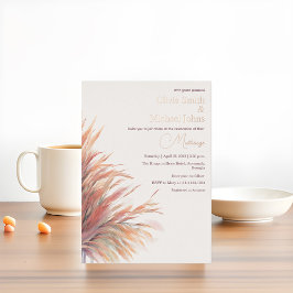 Pampass grass Terracotta Pink Wedding Invitation Folien Feiertagskarte