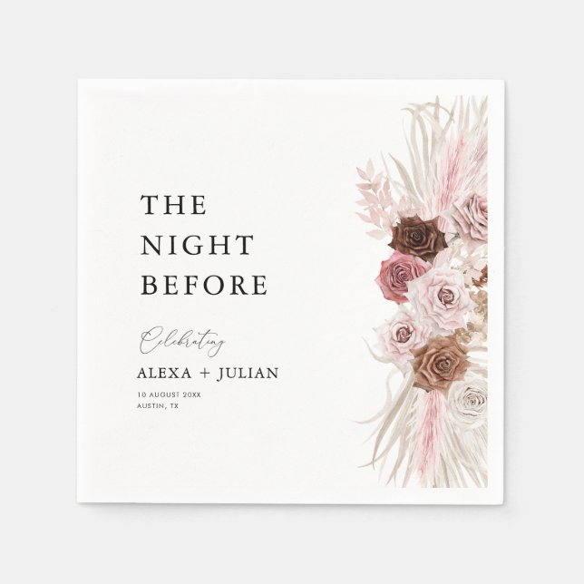 Pampelgras mit Aquarellfarbe staubige rosa Nacht v Serviette (Vorderseite)