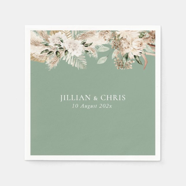 Pampelgras Salbei Blütenhochzeit Serviette (Vorderseite)