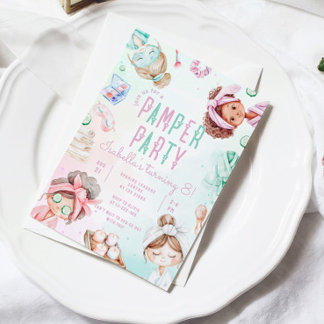 Pamper Party Girls Glam Salon Geburtstagsparty Einladung
