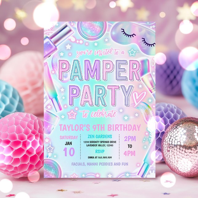 Pamper Party Glow Pastel Wellness-Center Makeup Ge Einladung (Von Creator hochgeladen)