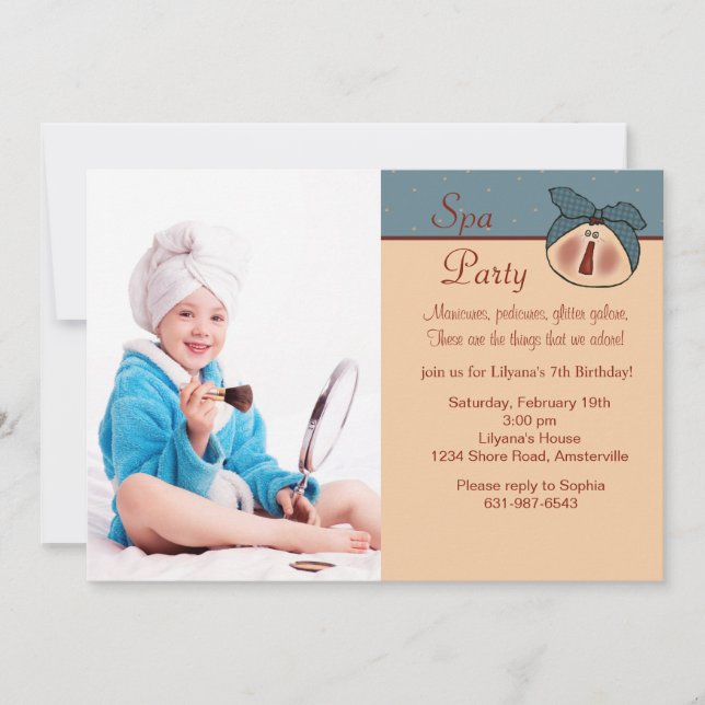 Pampered Beauty Foto Geburtstagsparty Einladung (Vorderseite)