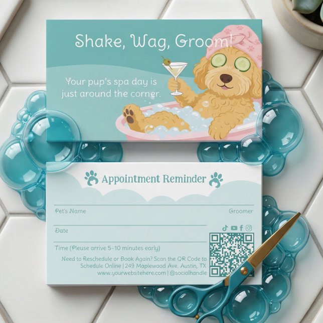 Pampered Pet Dog Spa Groomer Professional Stylist  Terminkarte (Pampered Pet Dog Spa Groomer Professional Stylist Appointment Card)
