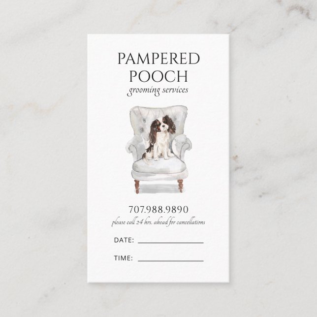 Pampered Pooch Dog Wellness-Center Grooming Terminkarte (Vorderseite)