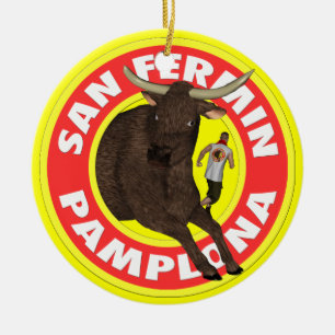 Pamplona - San Fermin Fügen Sie Ihr Bild zurück Keramik Ornament