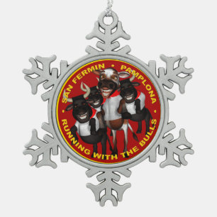 Pamplona - San Fermin Schneeflocken Zinn-Ornament