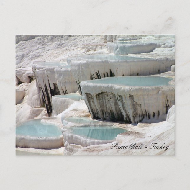 Pamukkale - Blaue römische Pools, berühmte Türkei Postkarte (Vorderseite)