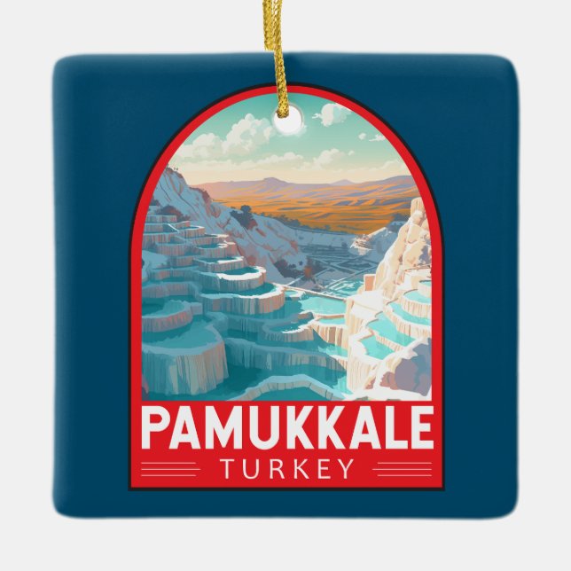 Pamukkale Türkei Reisen Vintag Keramikornament (Vorderseite)