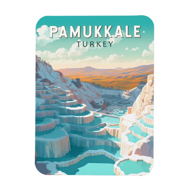 Pamukkale Türkei Reisen Vintag Magnet (Vertikal)
