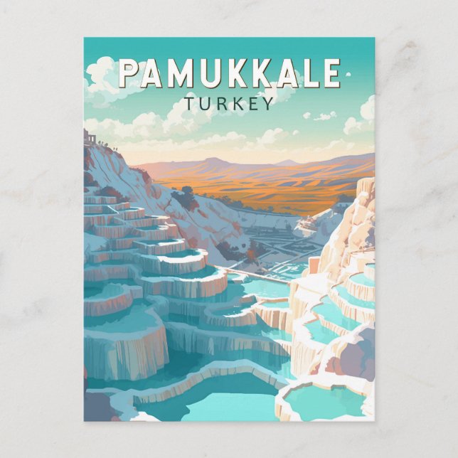 Pamukkale Türkei Reisen Vintag Postkarte (Vorderseite)